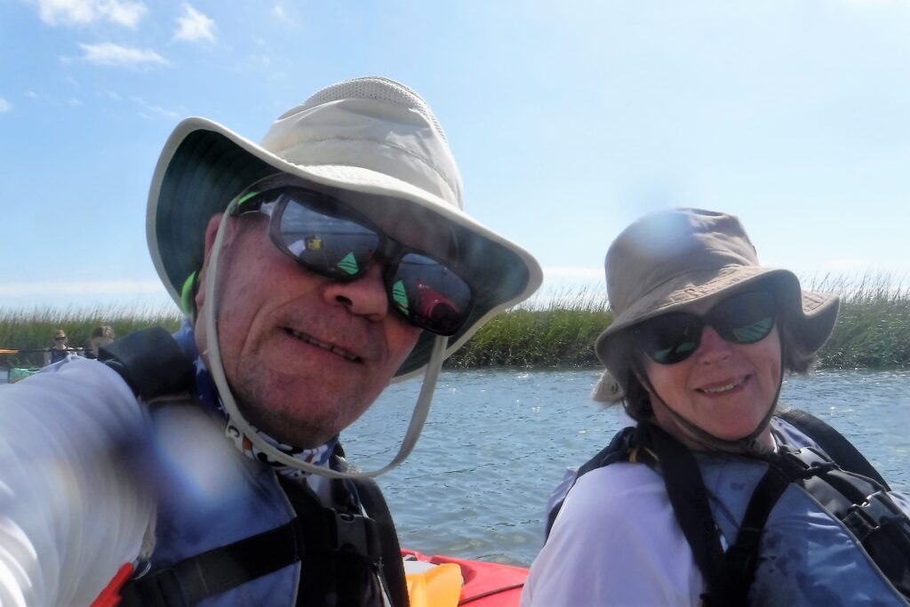 Mark and Catherine, kayak selfie in the marsh